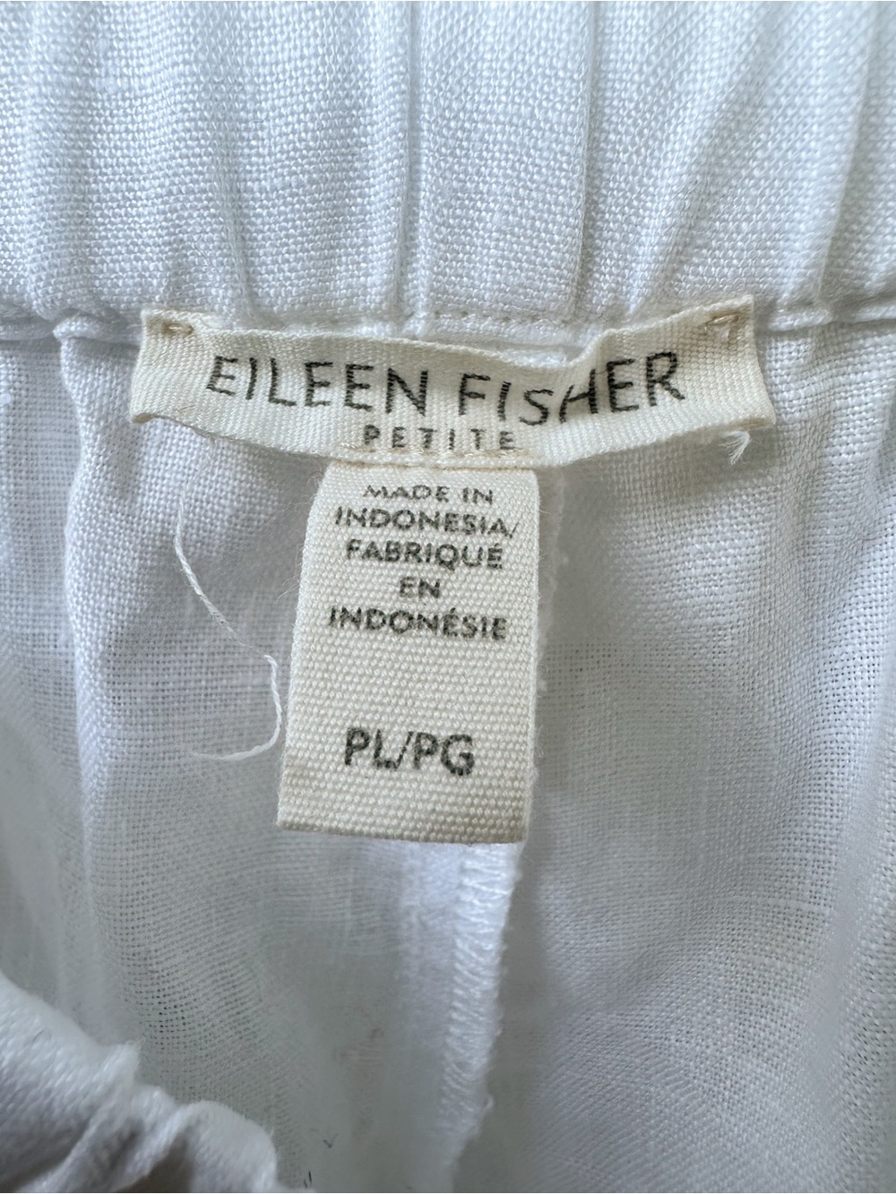 Eileen Fisher White Organic Linen Lantern Barrel Ankle Pants PL Pockets Coastal - Picture 7 of 8